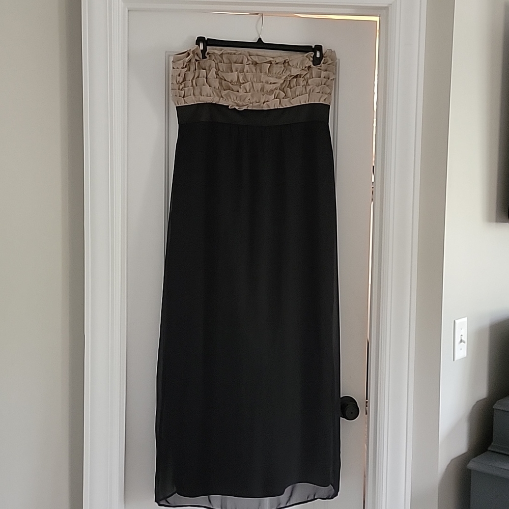 New York and Co Collection Size 16 black and tan strapless formal dress